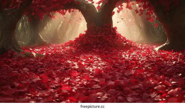 Red Leaves Enchanted Forest Pathway