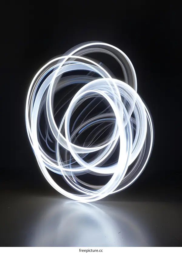 Abstract White Light Trails on a Black Background