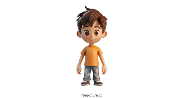 [Transparent Background PNG]3D rendering of a cute cartoon boy
