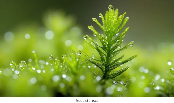 Close Up of Dewy Moss Plant