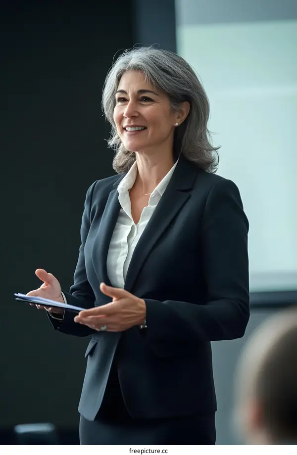 Businesswoman Giving Presentation in Meeting Room
