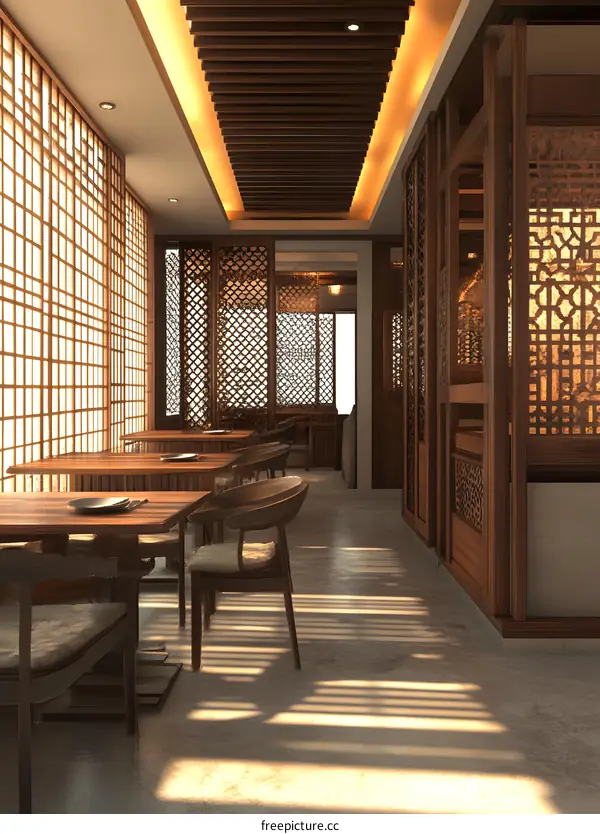 Modern Japanese Restaurant Interior Design With Wood Accents
