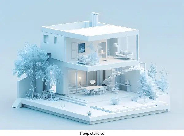 Modern House Design 3D Model Illustration