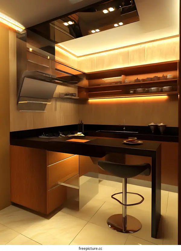 Modern Kitchen Interior Design with Bar Stool