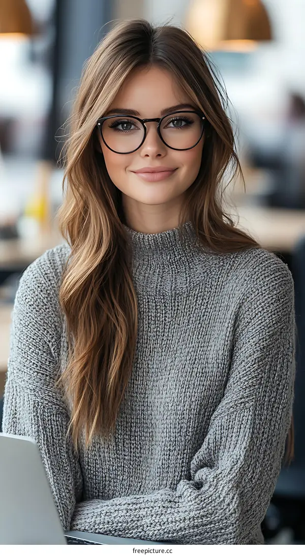 Beautiful Woman Wearing Stylish Glasses