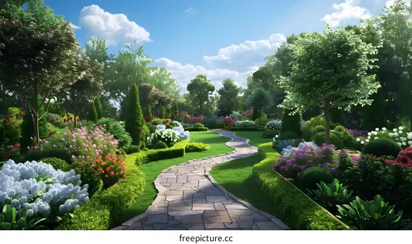 A winding garden path