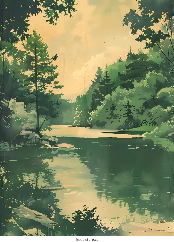 Green lake in the mountains