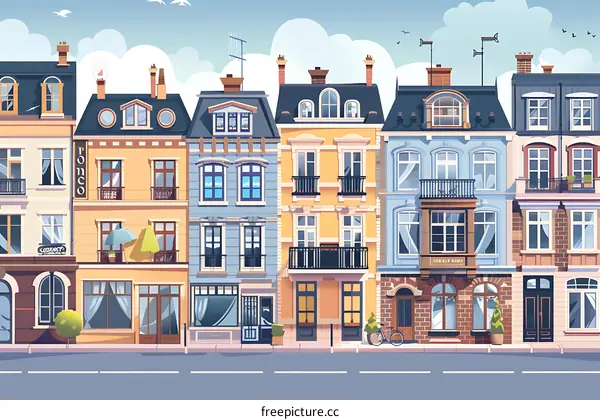 Charming European City Street with Traditional Buildings