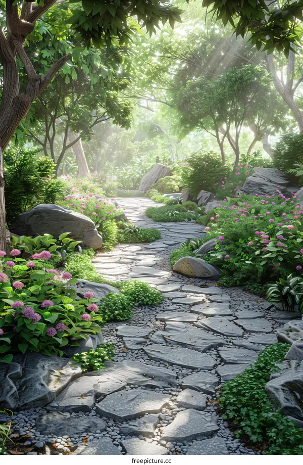 Sun-Drenched Forest Path Inviting Wanderlust