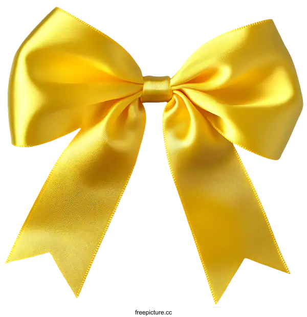 [Transparent Background PNG]Elegant Yellow Satin Ribbon Bow