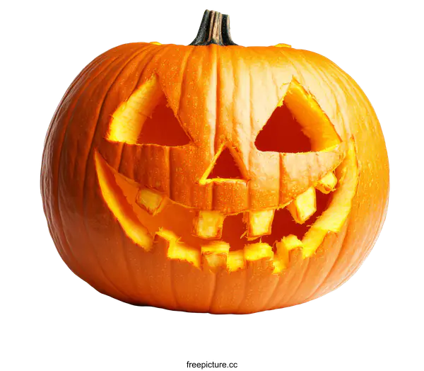 [Transparent Background PNG]Halloween carved pumpkin face isolated on white background