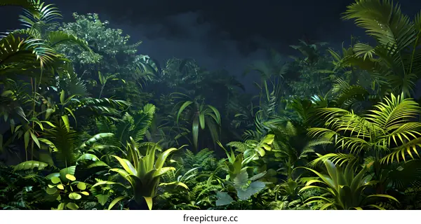 Tropical Rainforest Night Background Illustration