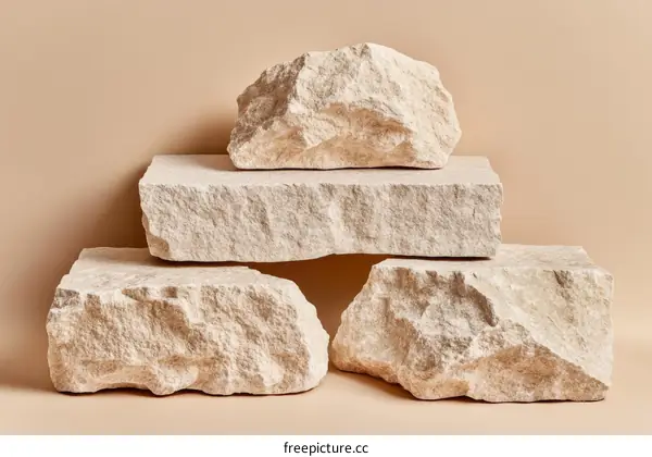Beige Stone Display Minimalist Arrangement
