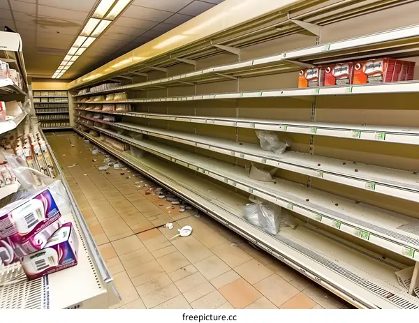 Empty Supermarket Shelves During a Pandemic