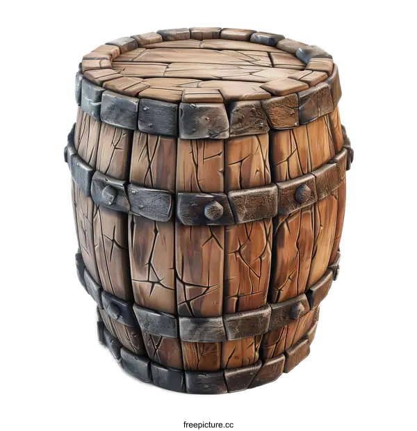 [Transparent Background PNG]3d rendering of a wooden barrel
