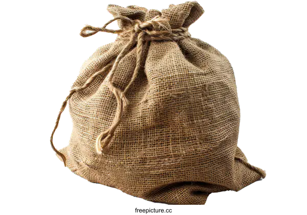 [Transparent Background PNG]Burlap sack tied with rope isolated on white