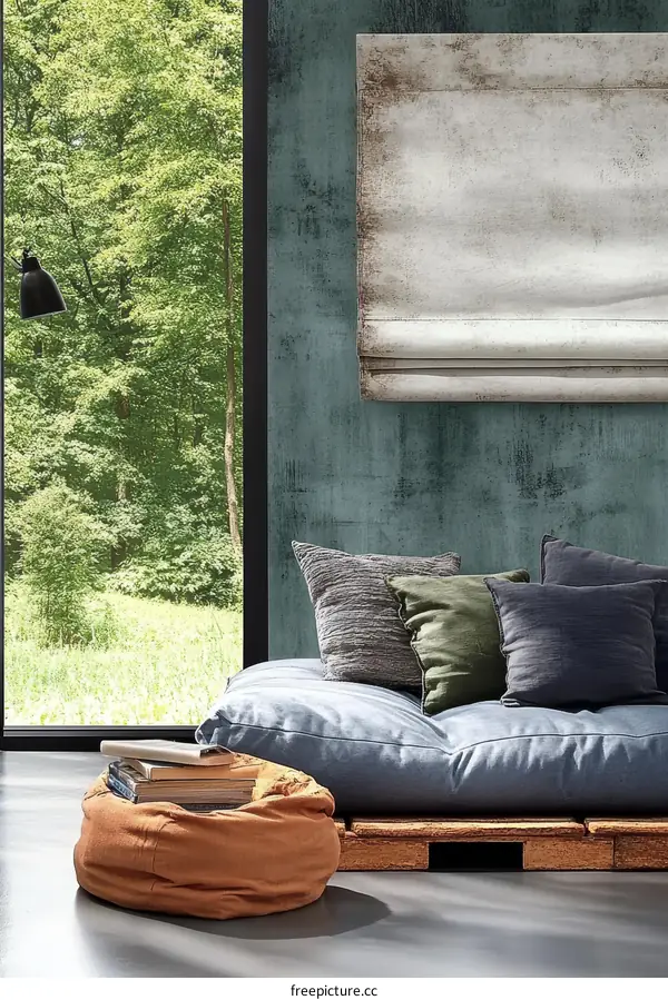 Rustic Modern Interior Design with Wooden Pallet Bed