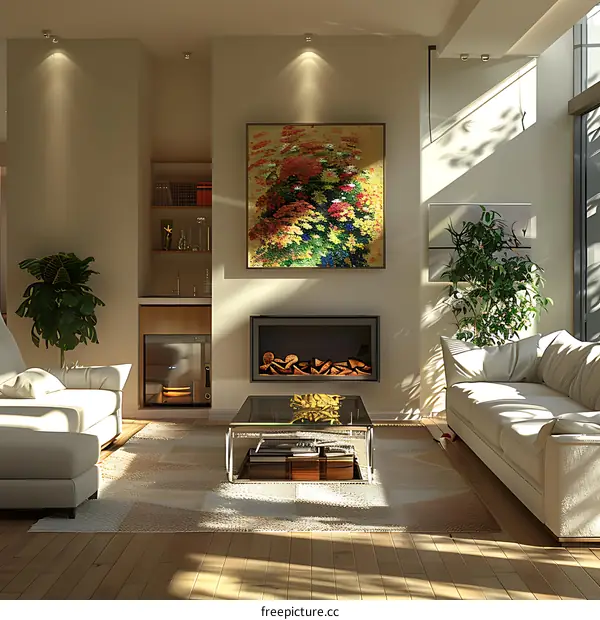 Fireplace and Painting