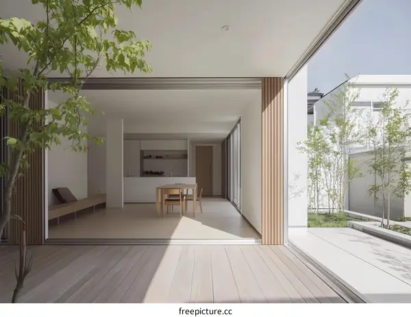 Modern Minimalist Japanese House Interior Design with Wood Accents
