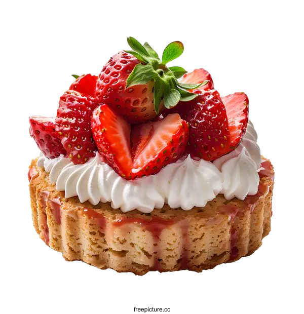 [Transparent Background PNG]Strawberry Tart with Whipped Cream