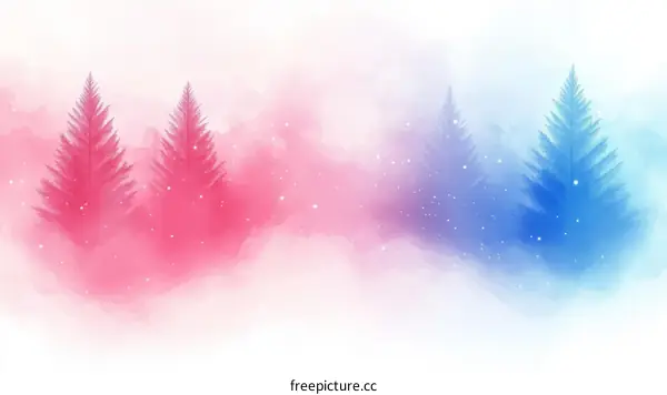 Pastel Watercolor Winter Forest Scene