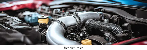 Close-up View of a Modern Car Engine