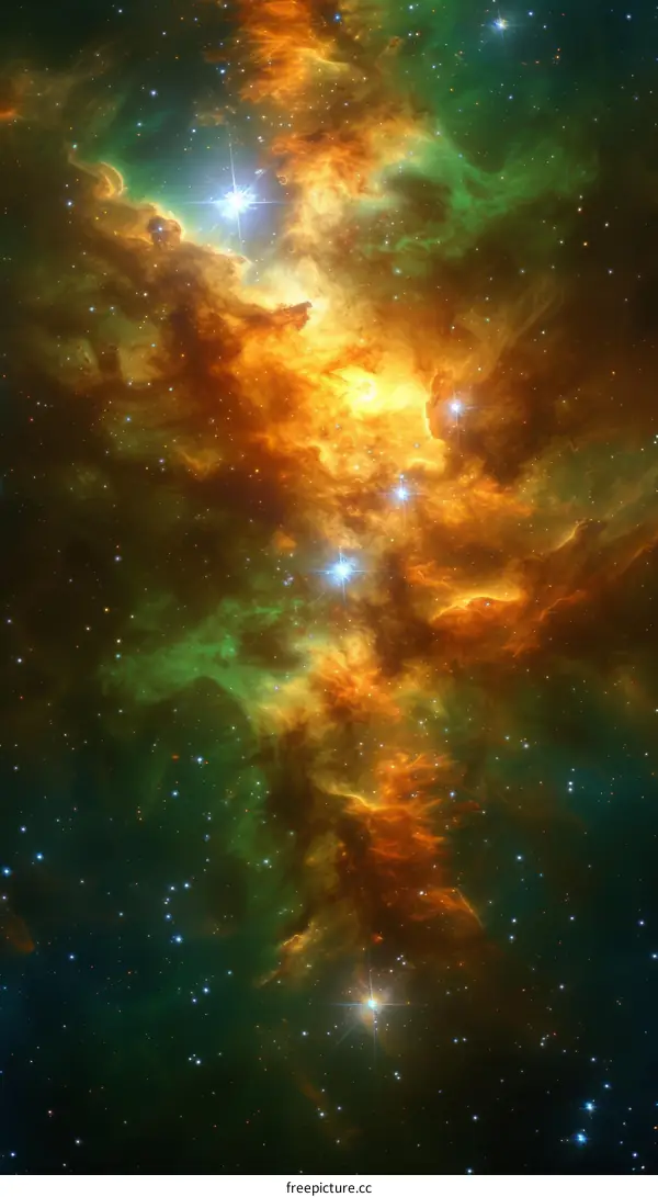 Amazing colorful nebula and stars in deep outer space