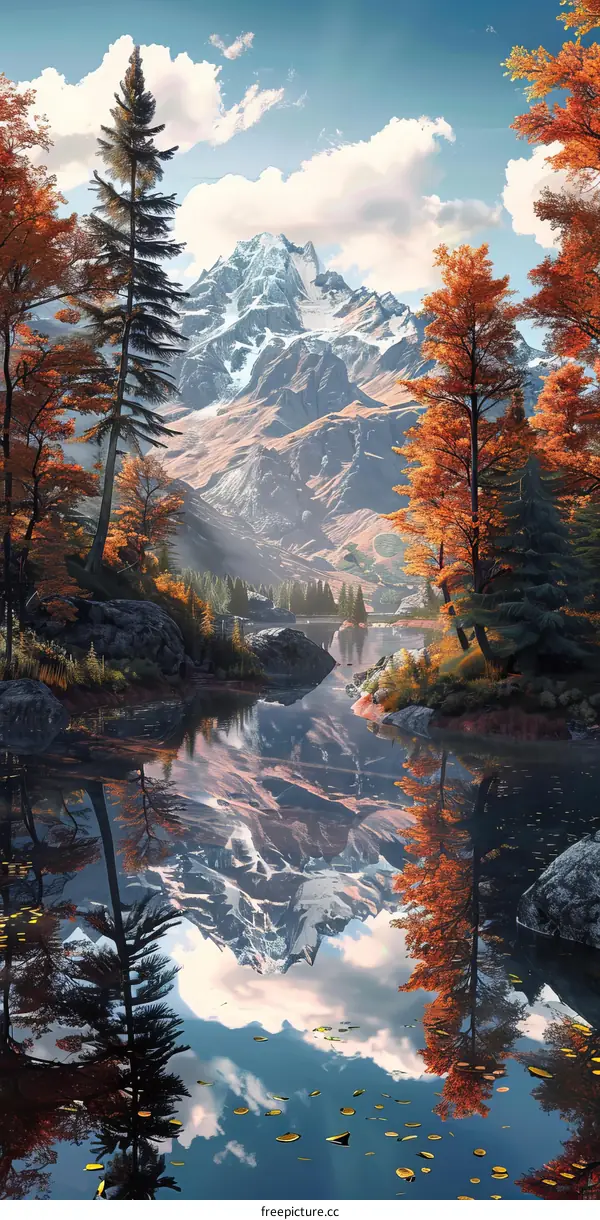 Autumn Reflections: Mountain Lake
