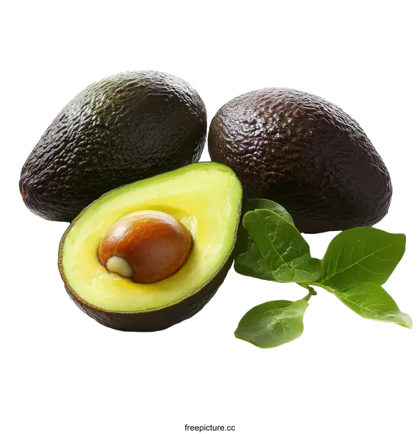 [Transparent Background PNG]Fresh Avocados Displayed Close Up