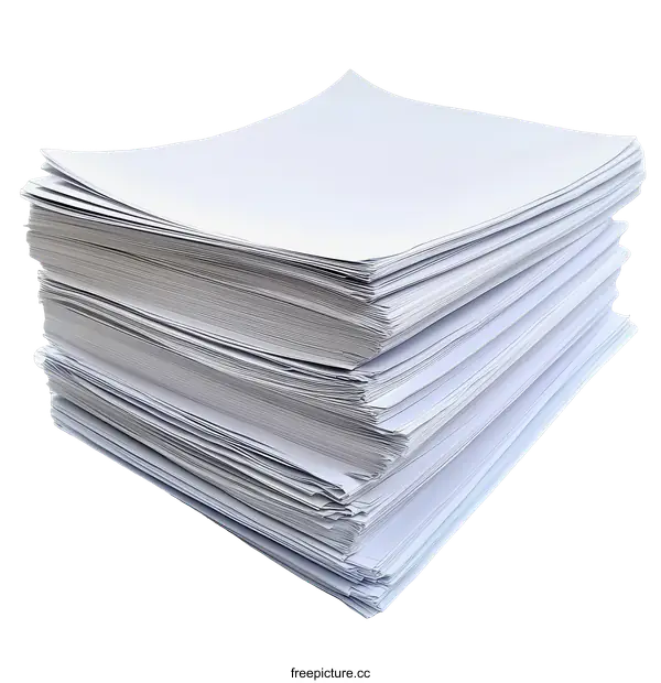 [Transparent Background PNG]Stack of White Paper Documents