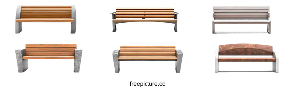 [Transparent Background PNG]Various Modern Park Benches Design Illustrations