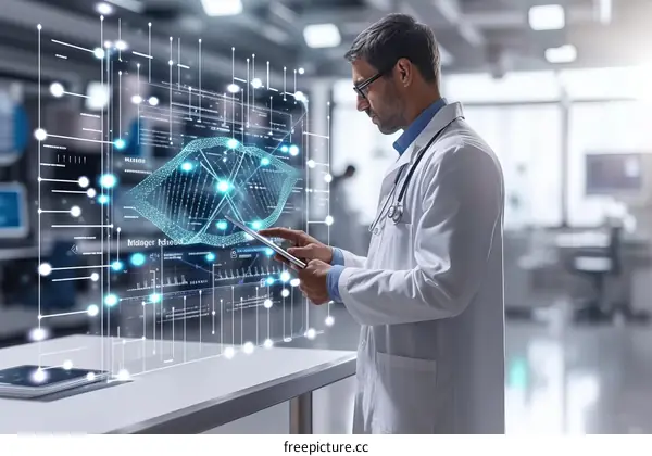 Scientist analyzing DNA structure