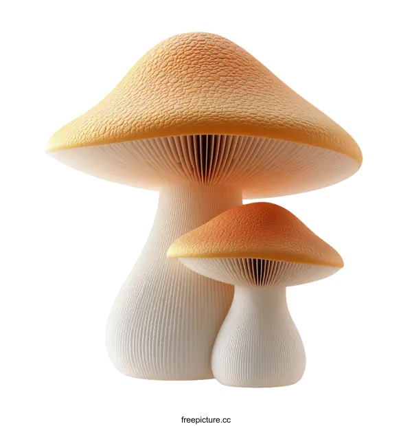 [Transparent Background PNG]Two Vivid Mushroom Illustration against White Background