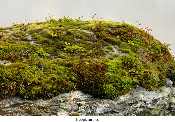 Green Moss Growing On A Rock