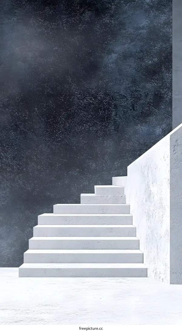 Minimalist Concrete Stairs with Gray Wall