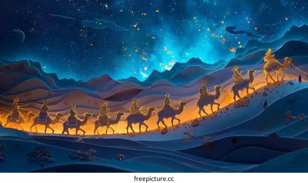 Three Wise Men Journey to Bethlehem