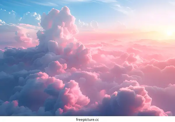 Pink clouds rolling in the sky