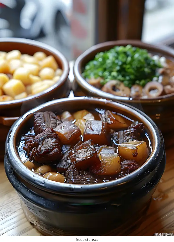 Close Up of Chinese Stew in a Clay Pot