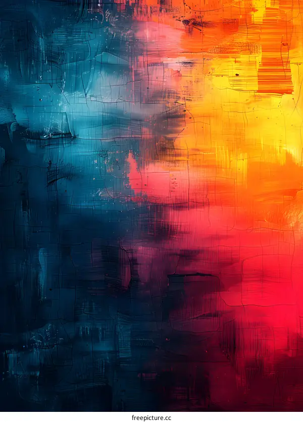 Blue, Orange and Red Abstract Painting