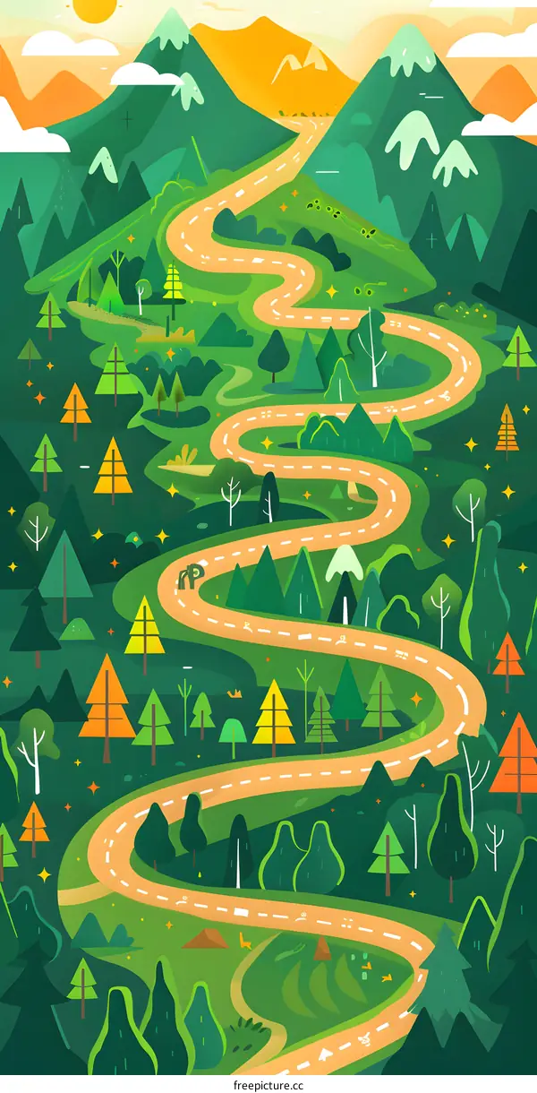 Winding Road Through Lush Green Forest Landscape