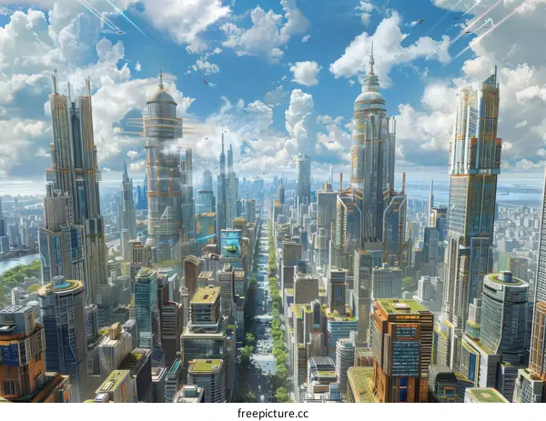 Futuristic City Skyline Illustration