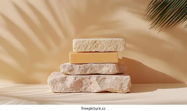 Beige Aesthetic Still Life with Stacked Stones