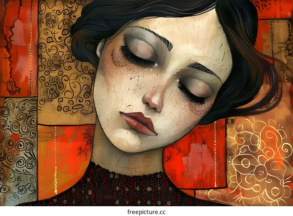 portrait of a young woman with black hair and red lips