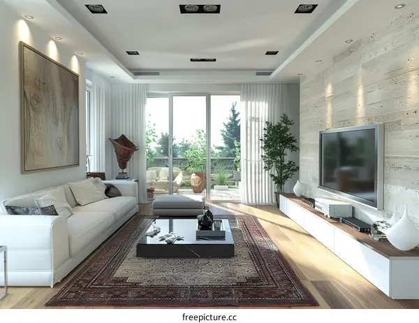 Bright and Airy Living Room Overlooking Terrace