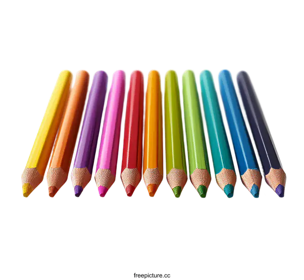 [Transparent Background PNG]Colorful Pencils on White Background
