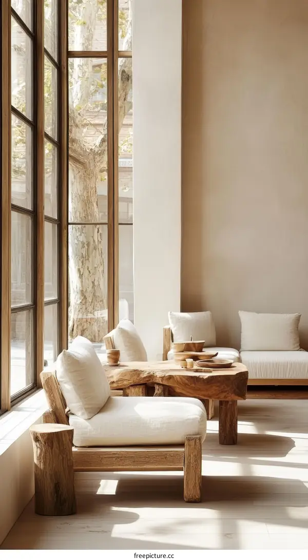 Modern Minimalist Wooden Living Room Interior Design