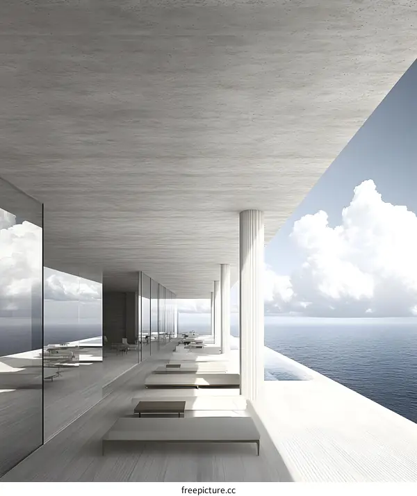 Minimalist Modern Architecture Patio with Ocean View