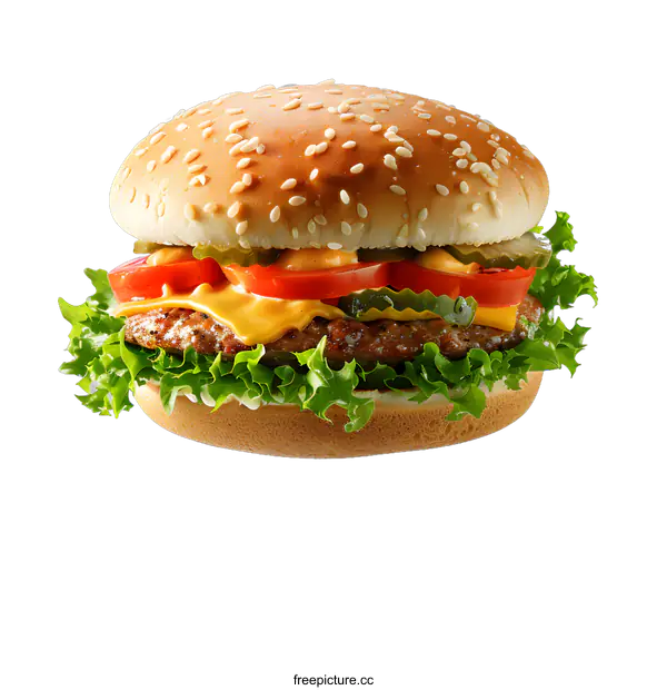 [Transparent Background PNG]Delicious cheeseburger isolated on white background