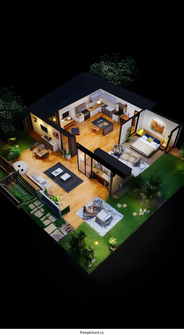 Modern House Interior Design 3D Rendering