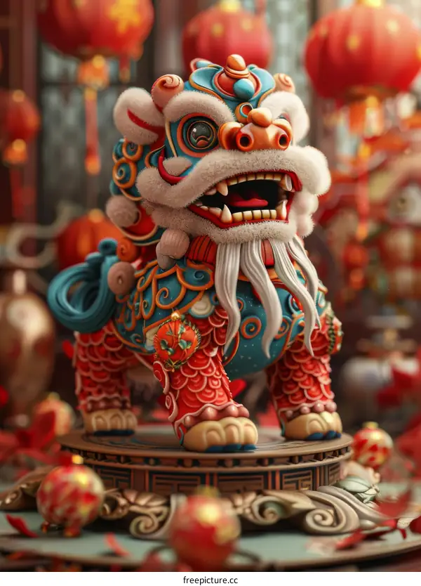 Lion Dance Performance: Traditional Chinese Cultural Celebration